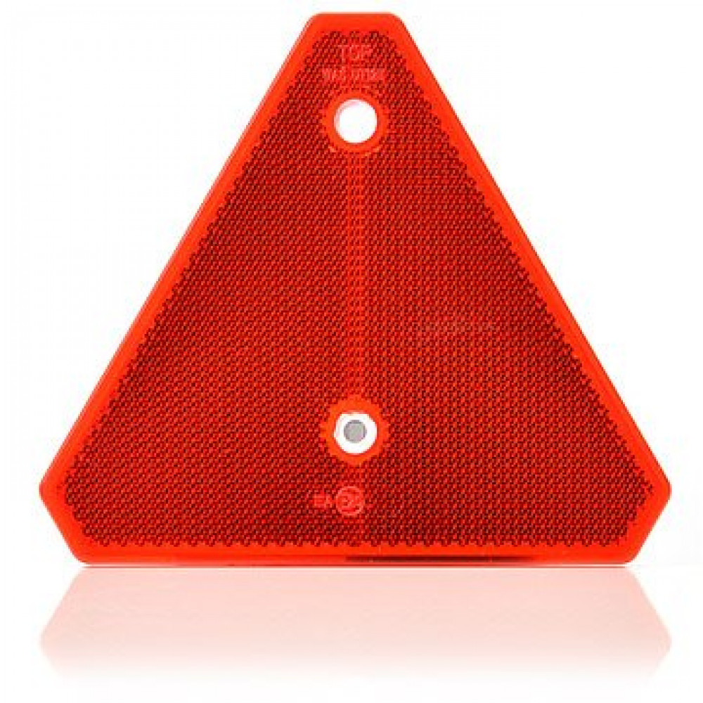 Reflex trekantig röd (släp),134x153,2mm. skruvhål.