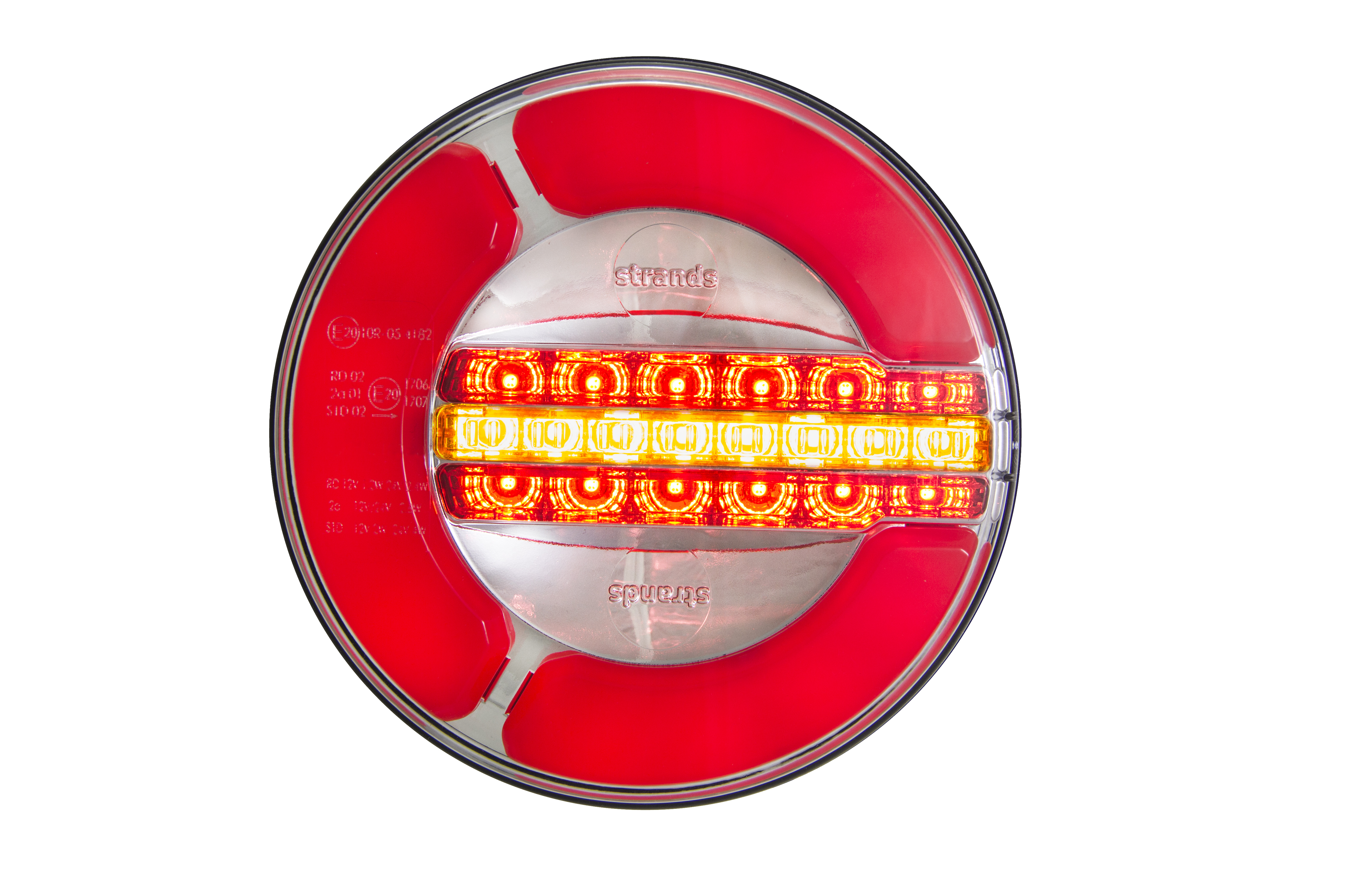 Product Image for Strands Baklampa LED 3 Kammare 12-24V, 142mm Diameter. Bak/Broms/Dyn. Blinkers
