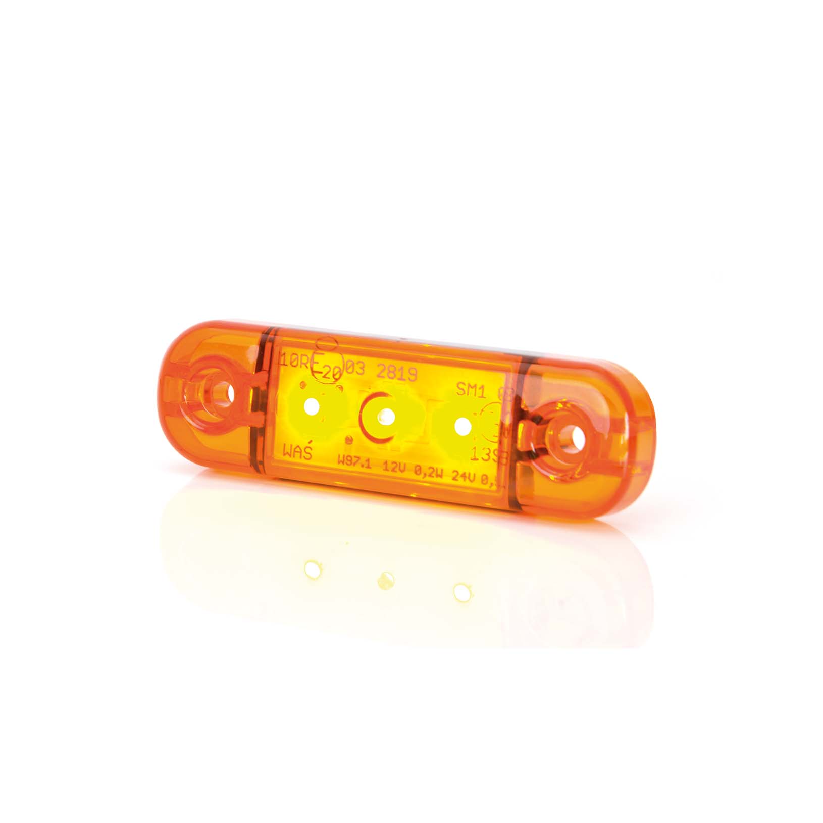 Product Image for Strands Sidomarkering Slim orange 3 LED, 9-36V IP68. E-märkt.