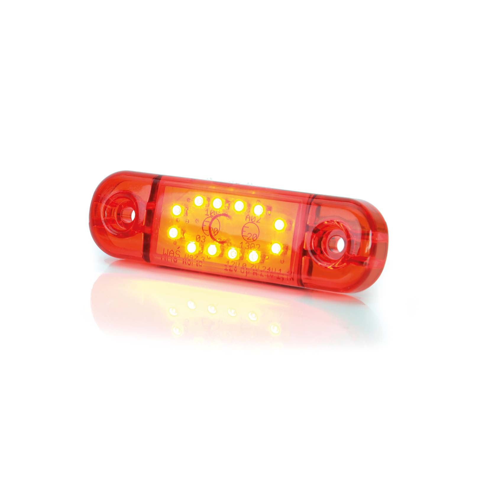 Product Image for Strands Positionsljus röd slim 12 LED, 9-36V IP68. E-märkt.