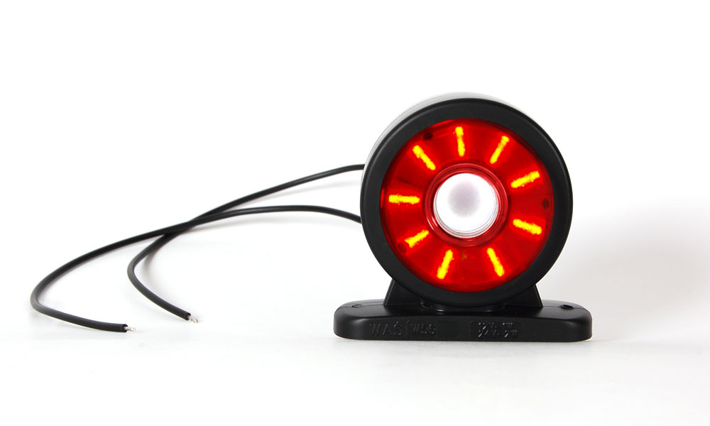 Product Image for Strands Gummiarm röd/vit LED 12-24V, klarglas fram/bak, E-märkt.