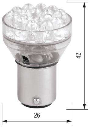 Product Image for BA15S 12V 21W 24LED, röd