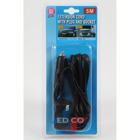 Product Image for Förlängningskabel till,cigguttag, 5m. 12-24v max 5a.