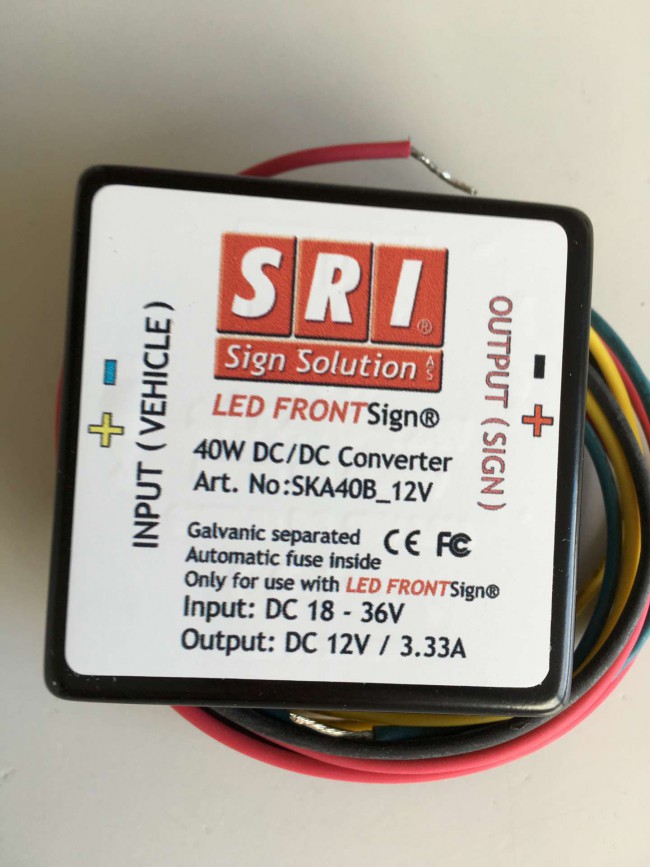 Product Image for Omvandlare 24v till 12v led skylt,40w.