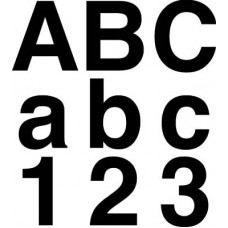 Självhäftande bokstäver och siffror 12 cm svart
