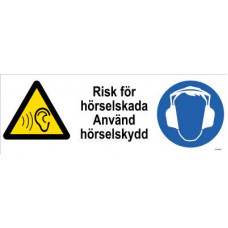 SKYLT RISK F HÖRS PL 420X148MM